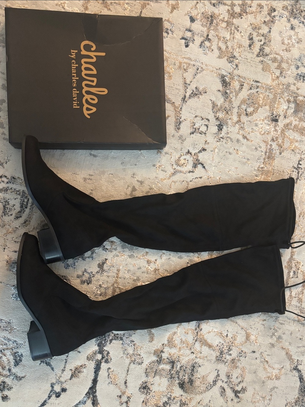 Charles by Charles David Black Gravity Over-the-Knee Stretch Block Heel Boots